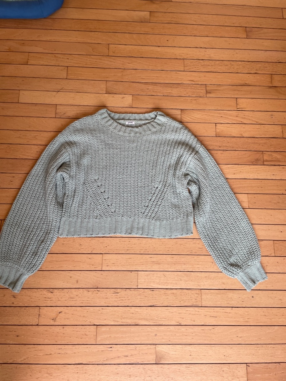 Garage Cropped Crewneck Sweater - Sage Green